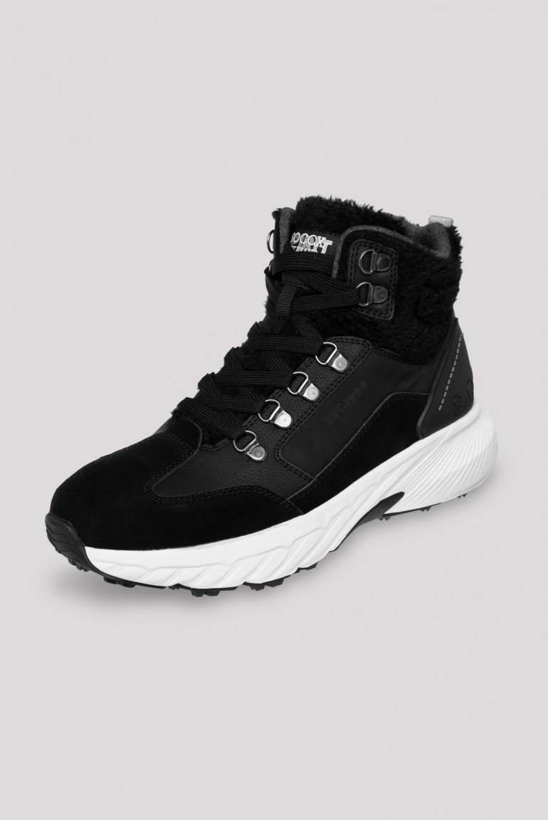 High Top Sneaker mit Kunstfell-Details black