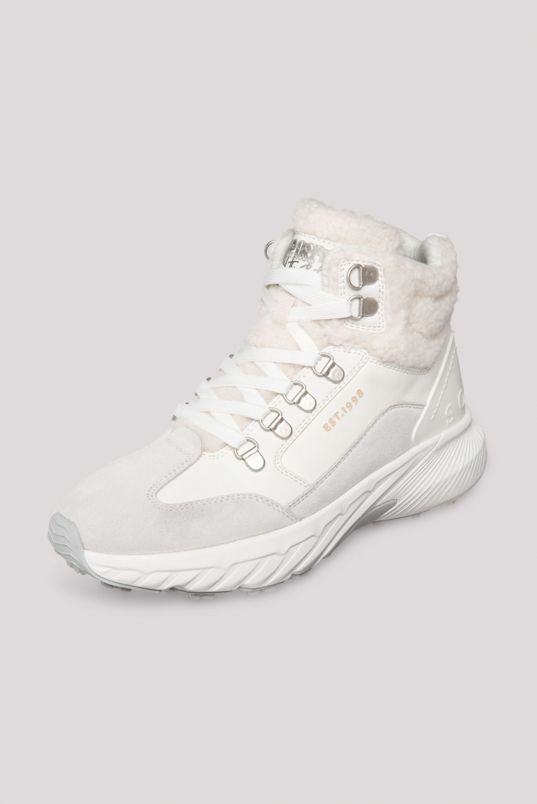 High Top Sneaker mit Kunstfell-Details ivory