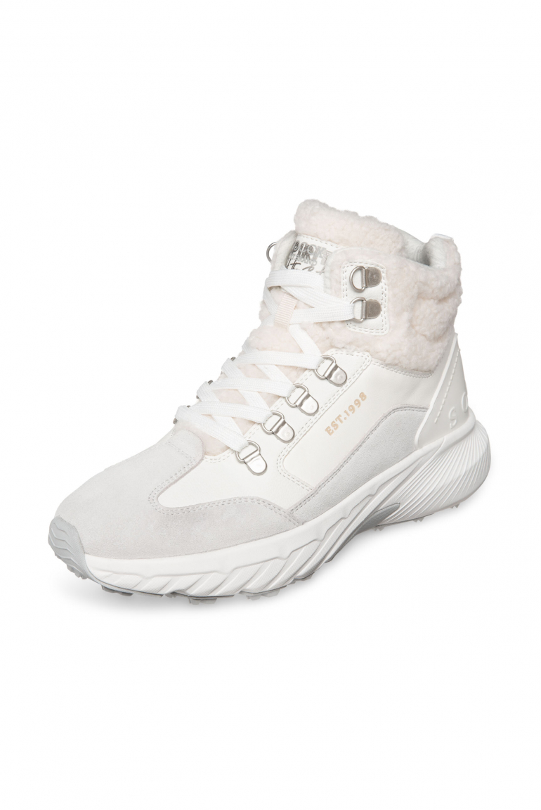 High Top Sneaker mit Kunstfell-Details ivory