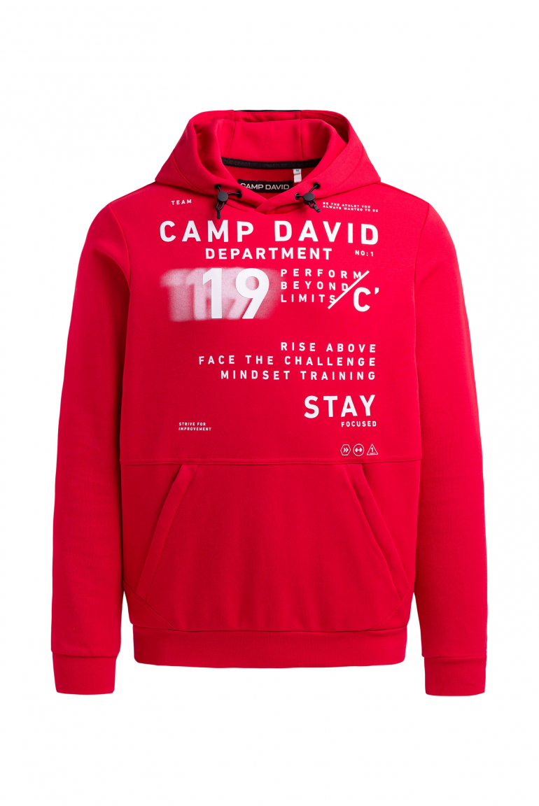 Hoodie aus Interlock mit Rubber Artwork bright red