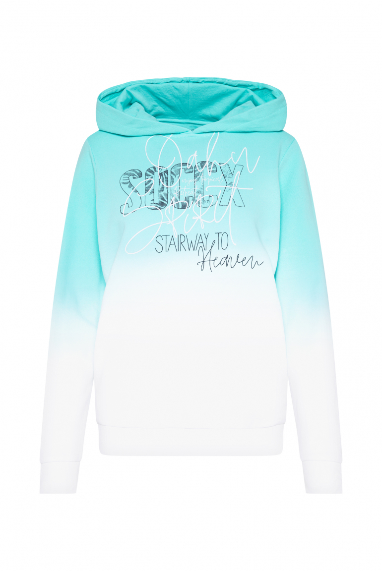 Hoodie Dip Dye mit Logo Print lagoon blue