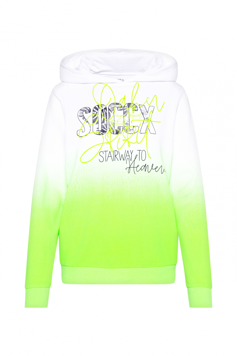 Hoodie Dip Dye mit Logo Print neon lime