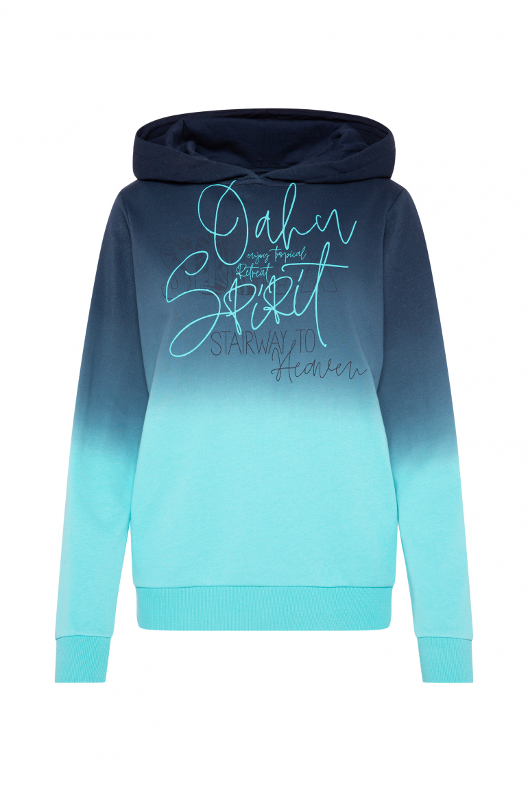 Hoodie Dip Dye mit Logo Print blue navy