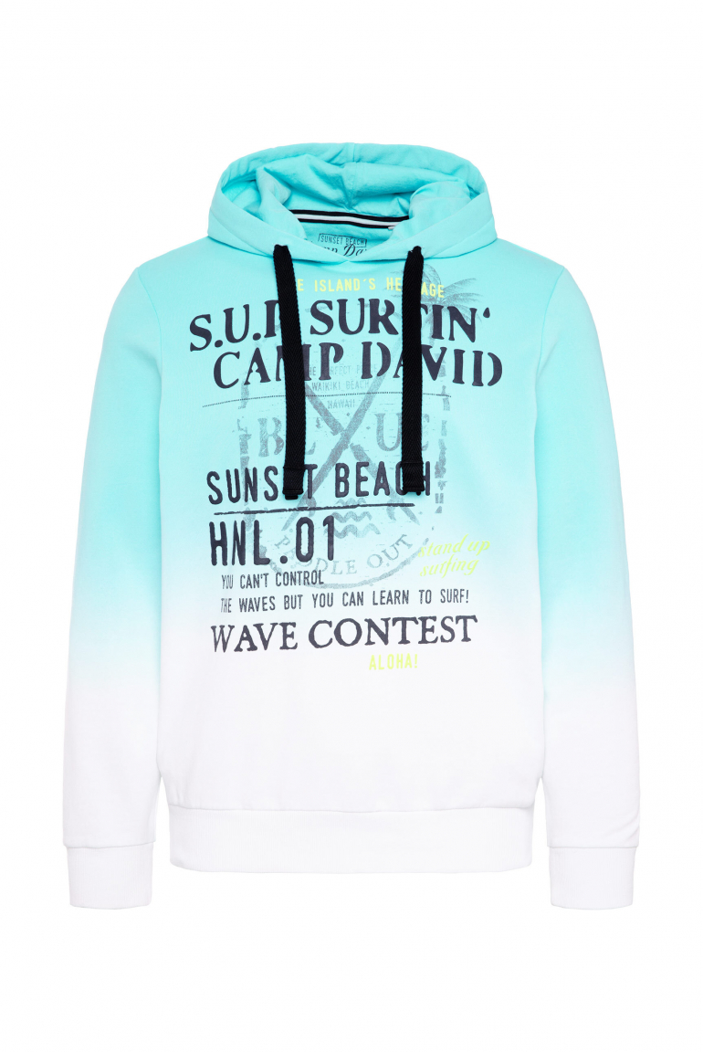 Hoodie Dip Dye mit Puffprint lagoon blue