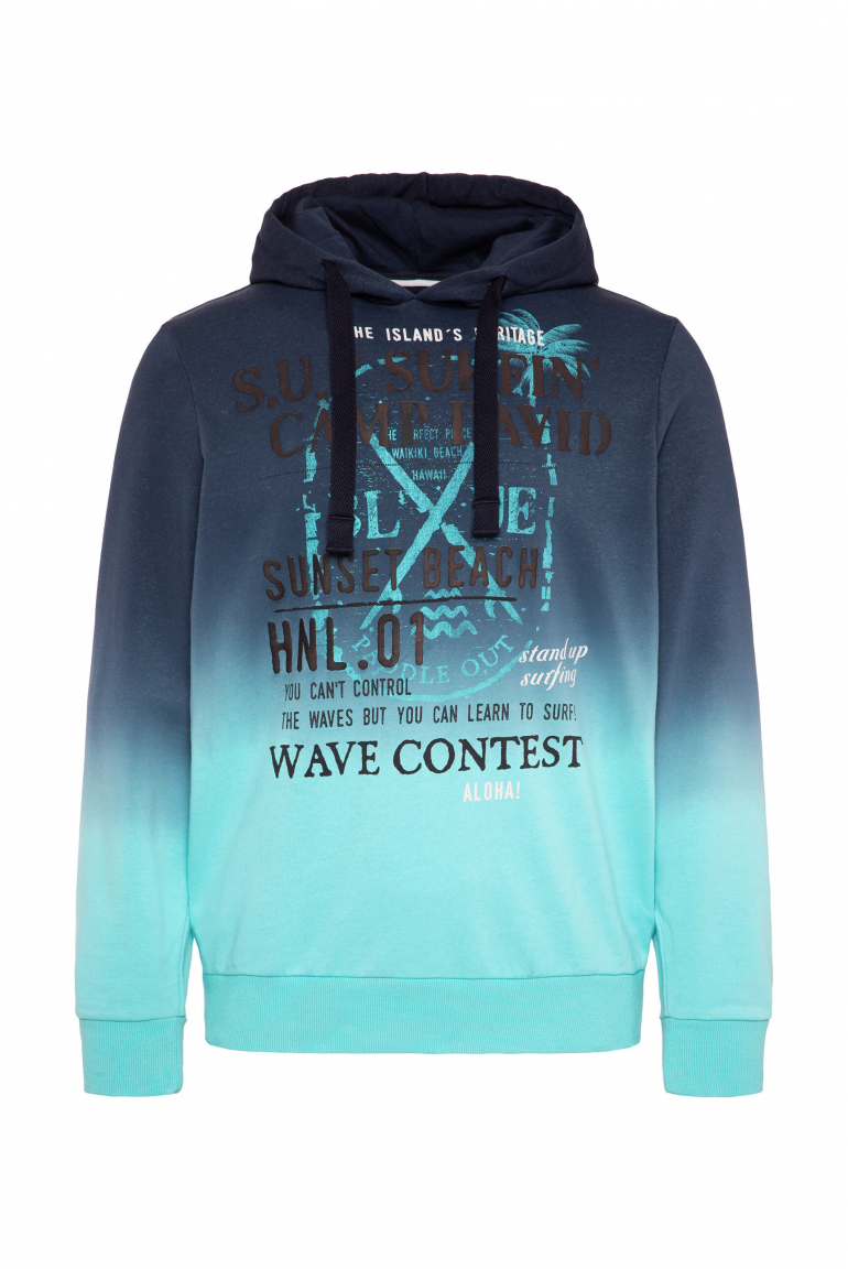 Hoodie Dip Dye mit Puffprint blue navy