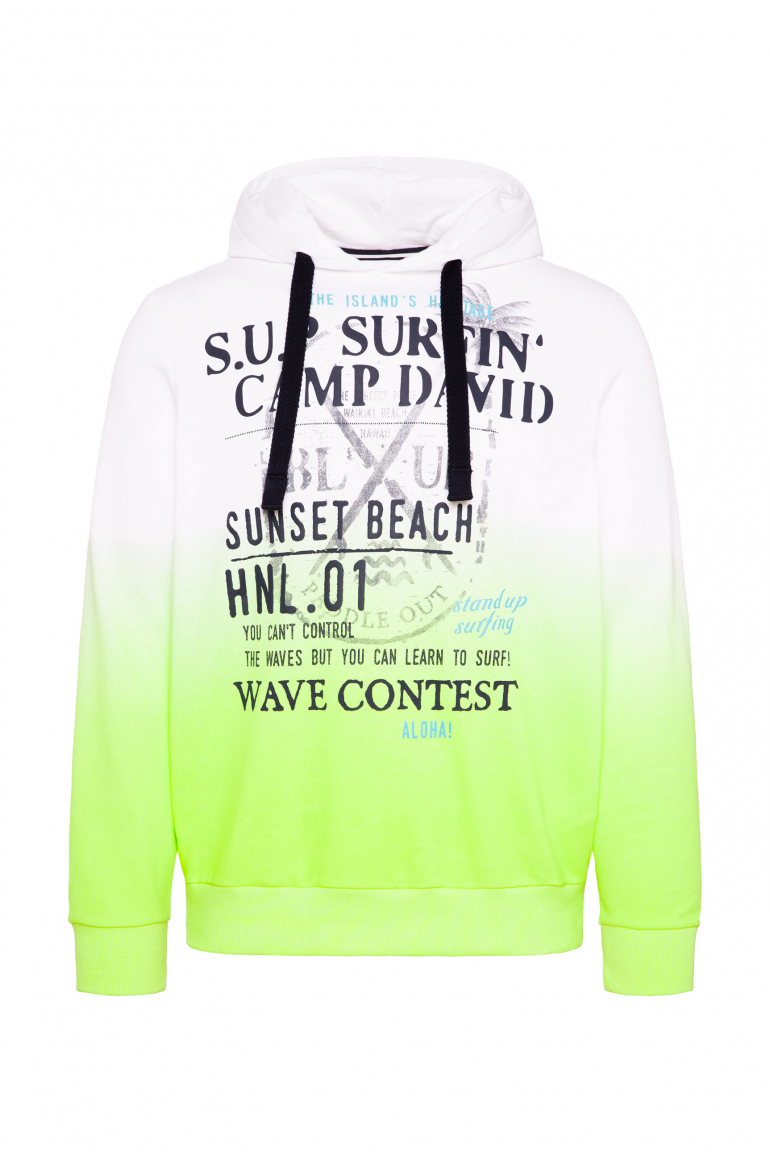 Hoodie Dip Dye mit Puffprint neon lime