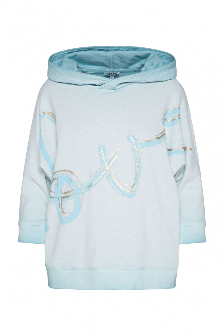 Hoodie mit kurzen Fledermausärmeln und Folienprint fresh breeze