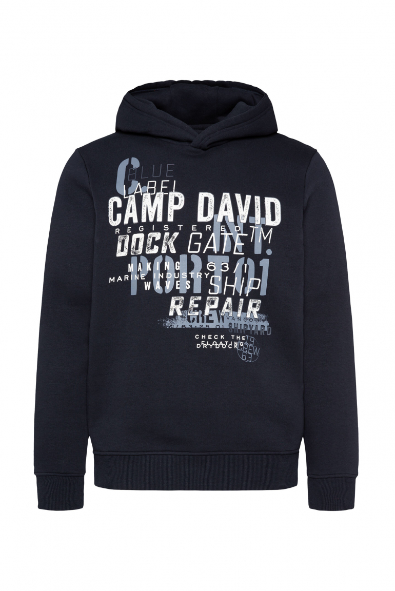 Hoodie mit Logo Print und Rubber-Details blue navy