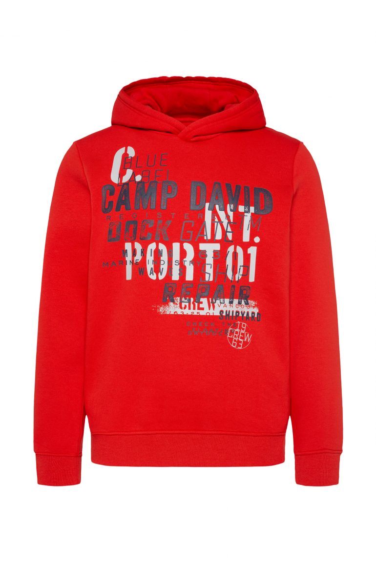 Hoodie mit Logo Print und Rubber-Details speed red