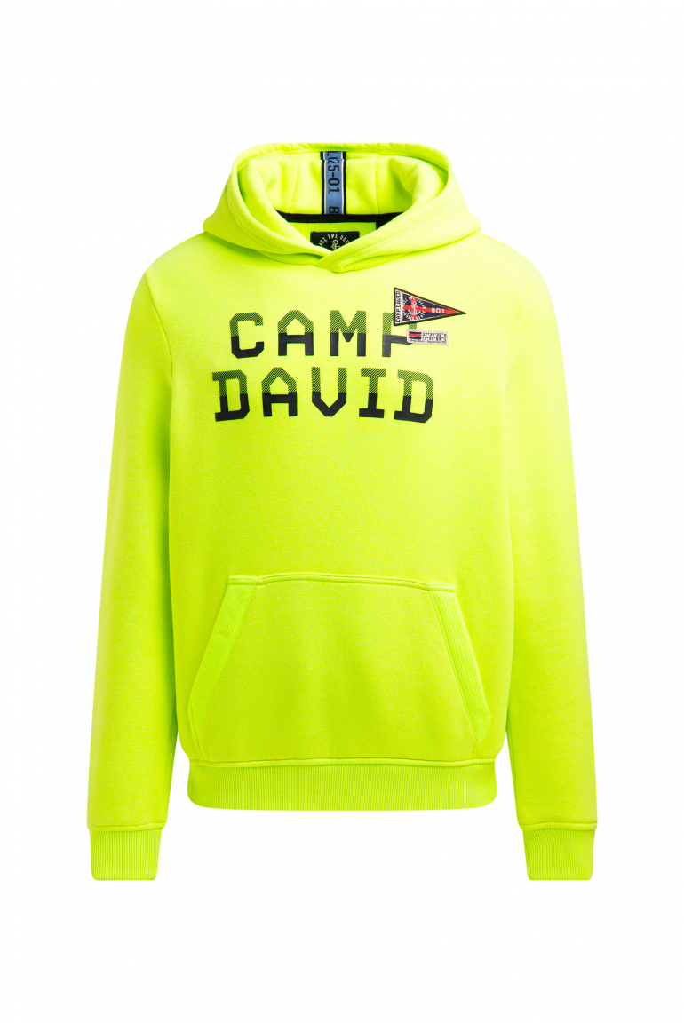 Hoodie mit Rubber Print und Tapes neon lime