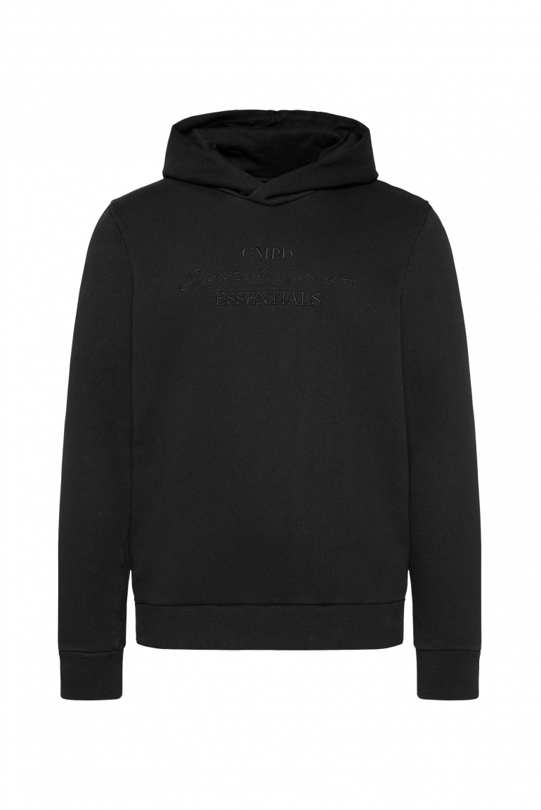 Hoodie mit Twill-Struktur und Stickerei black