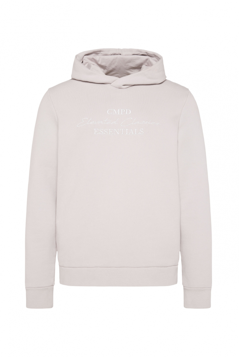 Hoodie mit Twill-Struktur und Stickerei stone