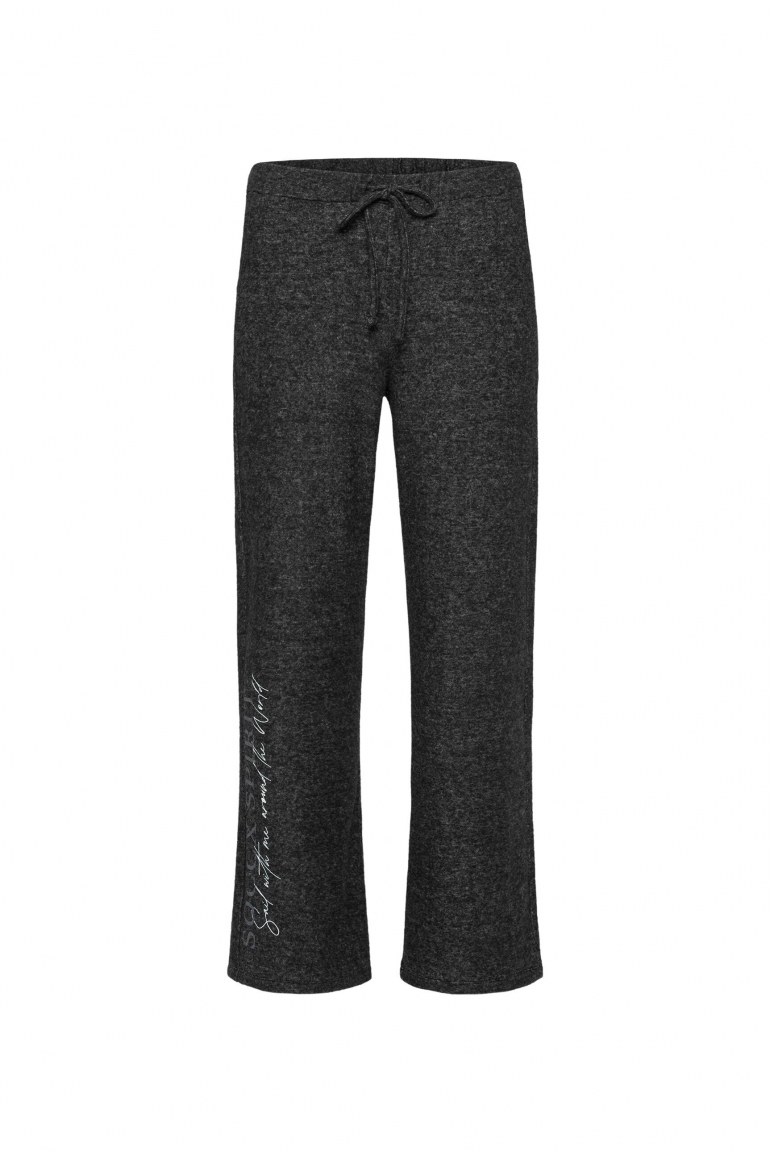 Hose aus Flauschstrick Relaxed Fit black melange