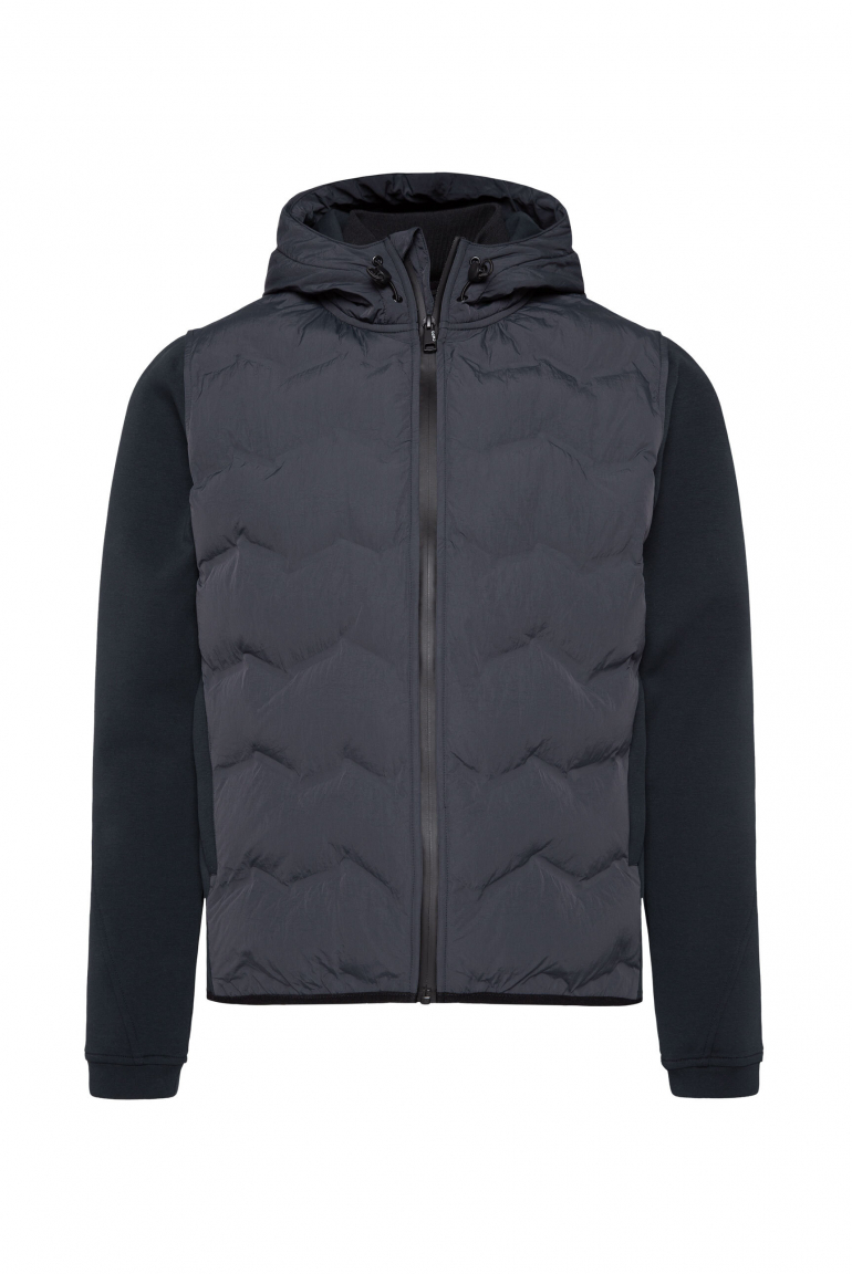 Kapuzenjacke im tonalen Materialmix true navy