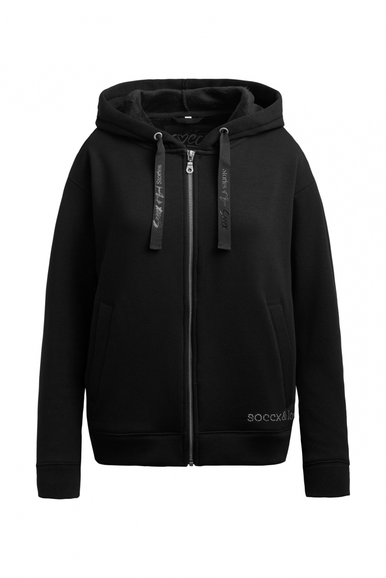 Kapuzensweatjacke mit Glossy-Rücken-Artwork black