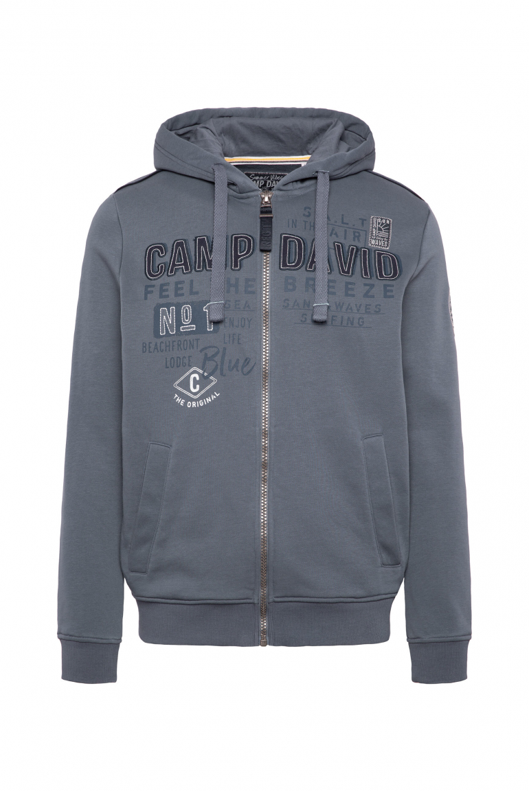 Kapuzensweatjacke mit Logo-Applikationen surf grey