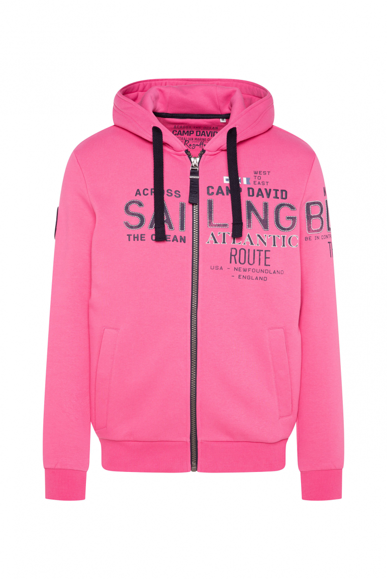Kapuzensweatjacke mit Puffprints pink