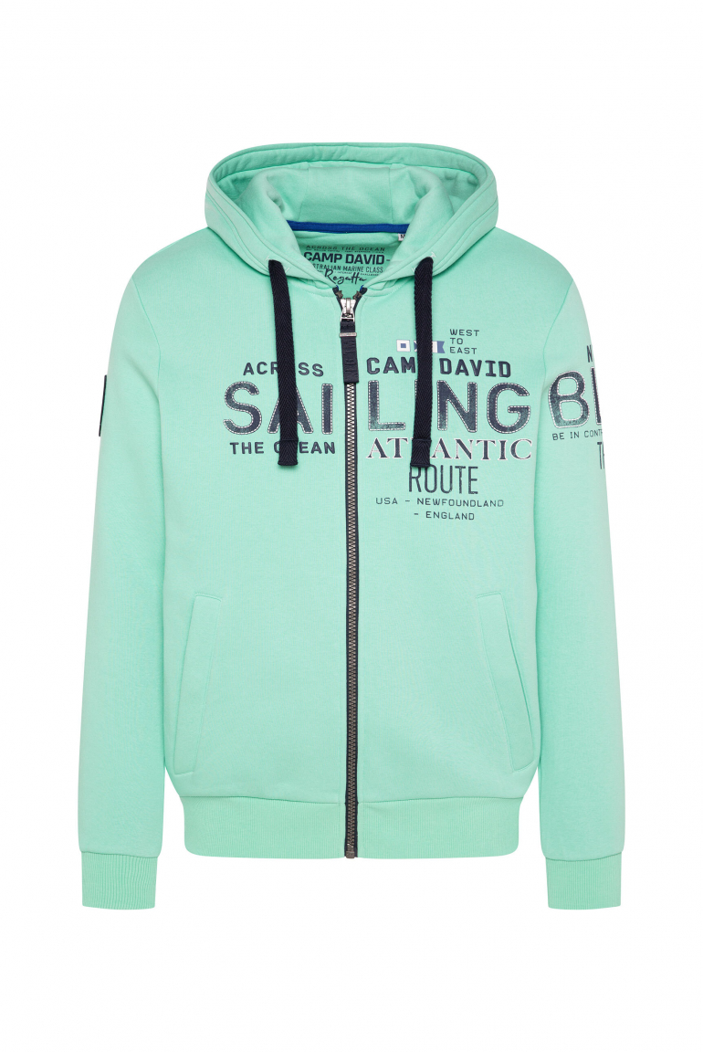 Kapuzensweatjacke mit Puffprints mint leaf