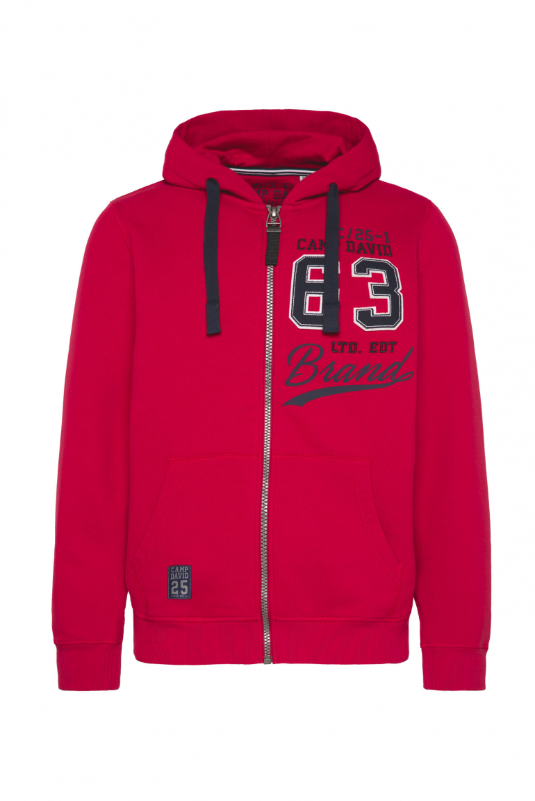 Kapuzensweatjacke mit Retro-Artwork royal red