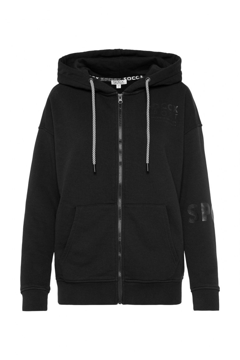 Kapuzensweatjacke mit Rücken-Print black