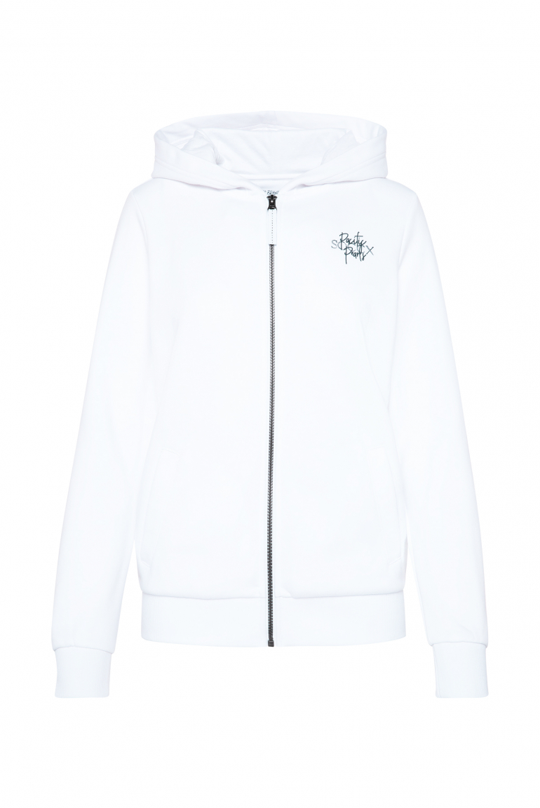 Kapuzensweatjacke mit Rücken-Print opticwhite