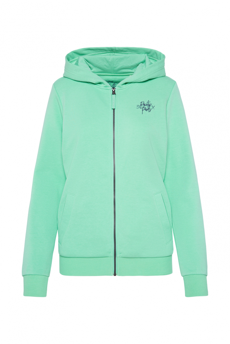 Kapuzensweatjacke mit Rücken-Print mint leaf