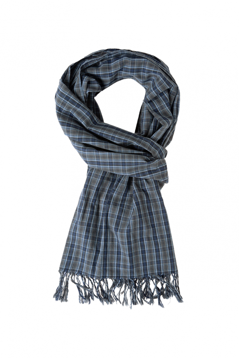 Karierter Schal aus feiner Webware blue navy