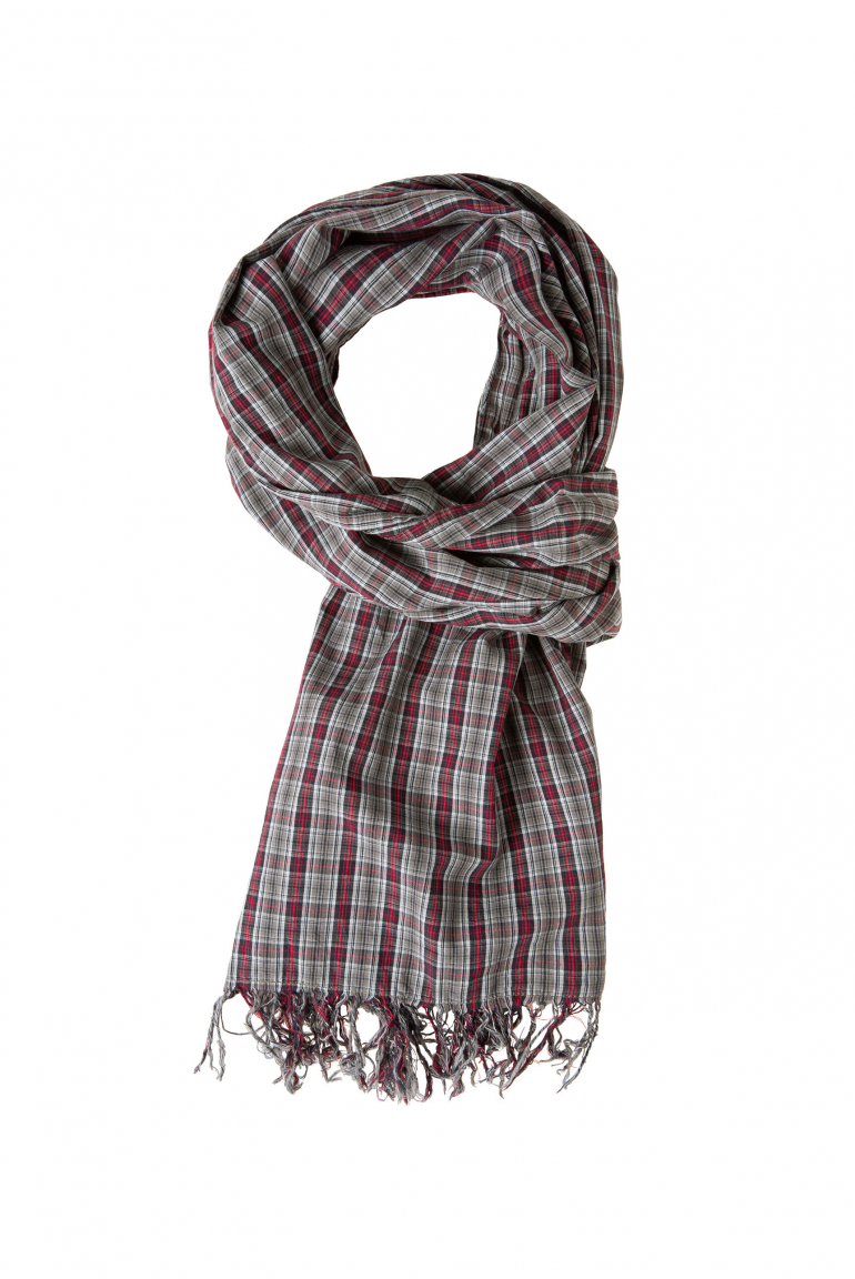 Karierter Schal aus feiner Webware royal red