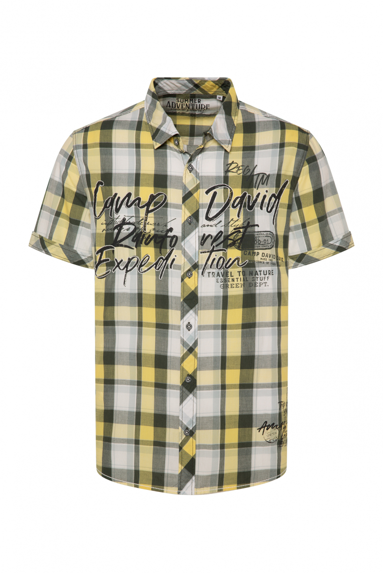 Karohemd Kurzarm mit Logo Artworks mountain yellow
