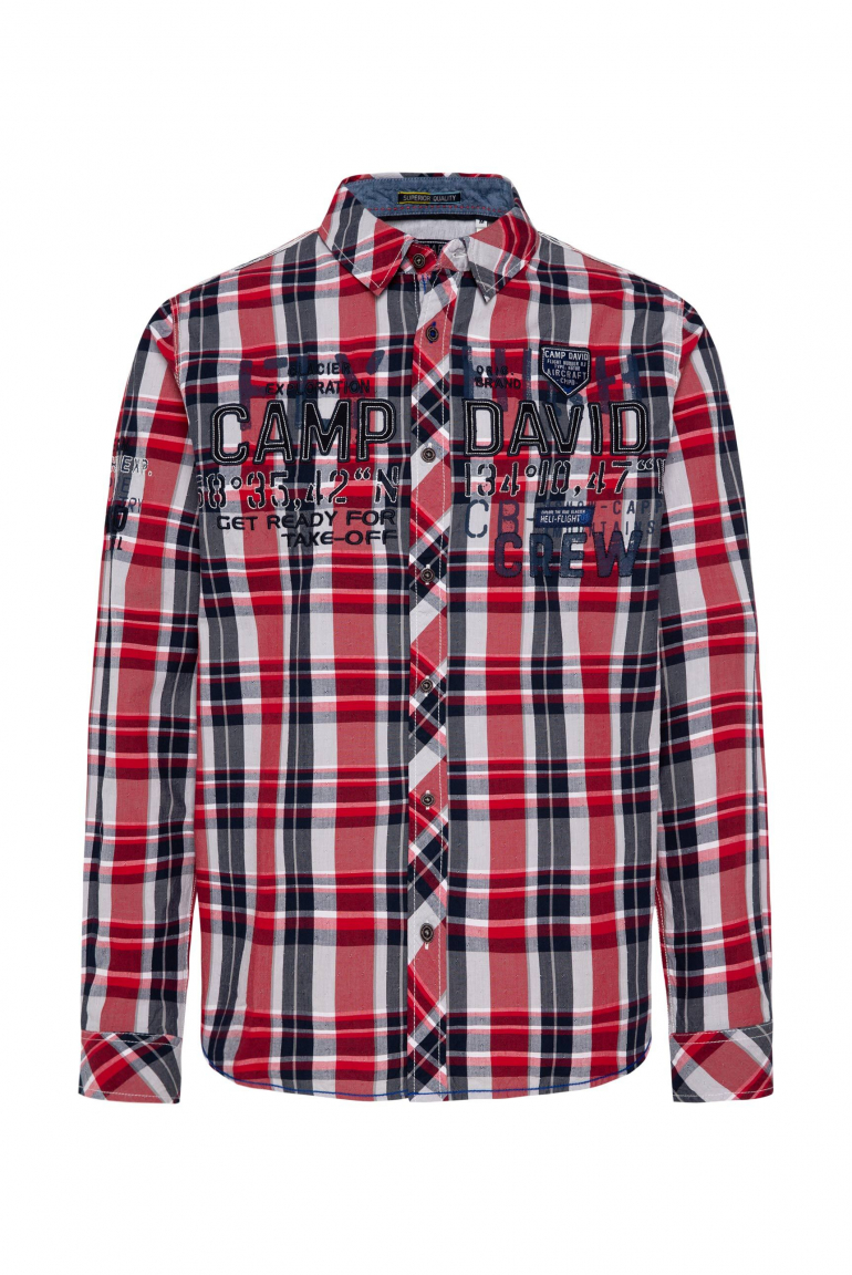 Karohemd mit Label-Applikationen flight red