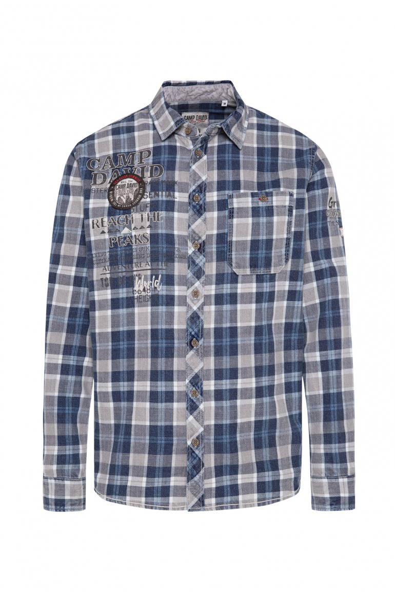 Karohemd mit Logo Artworks vintage indigo