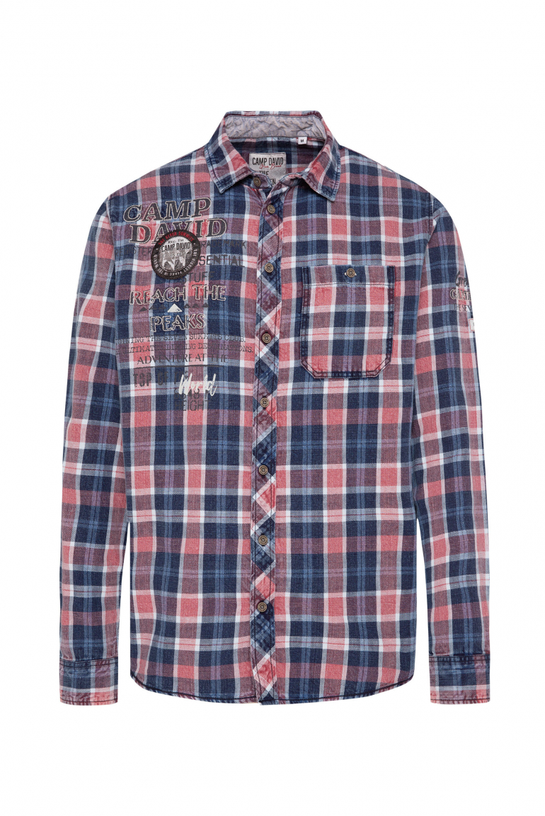 Karohemd mit Logo Artworks brick red indigo