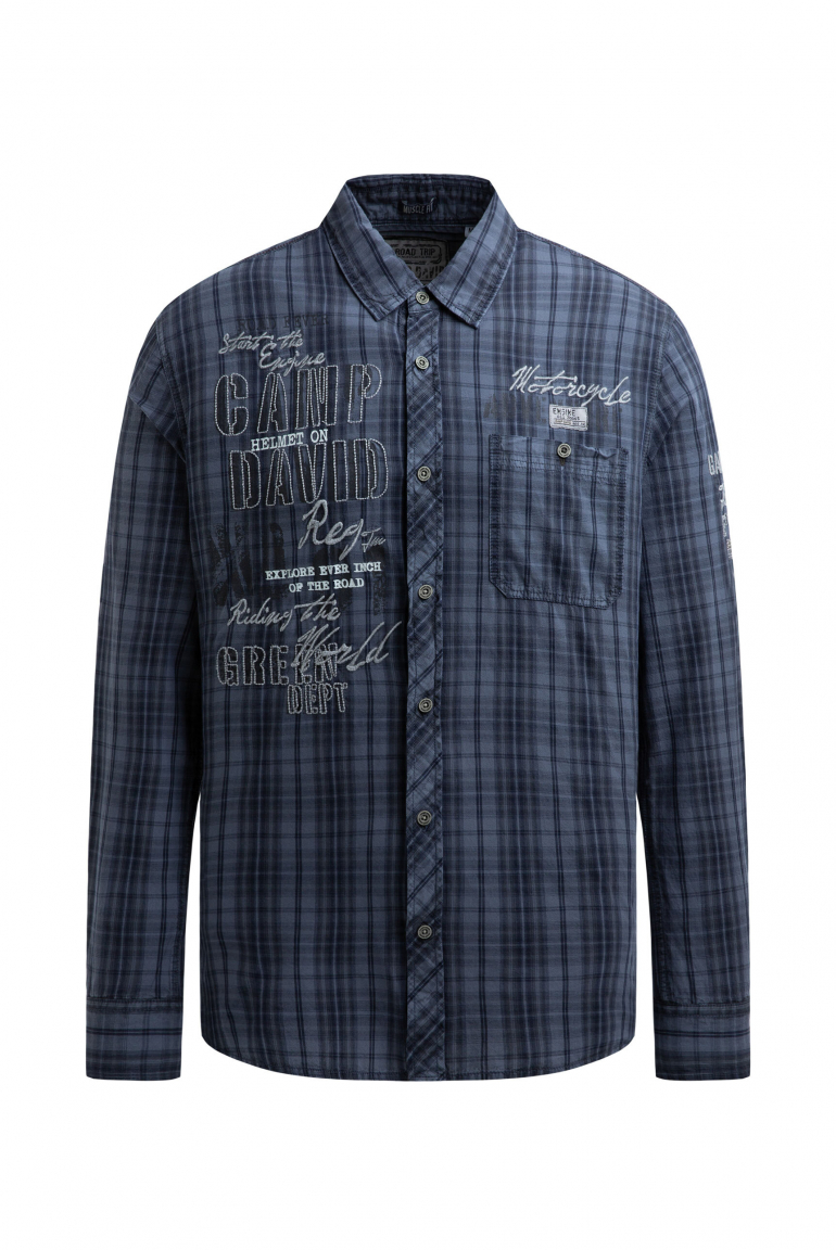 Karohemd mit Prints, Patches und Stickereien blue shades