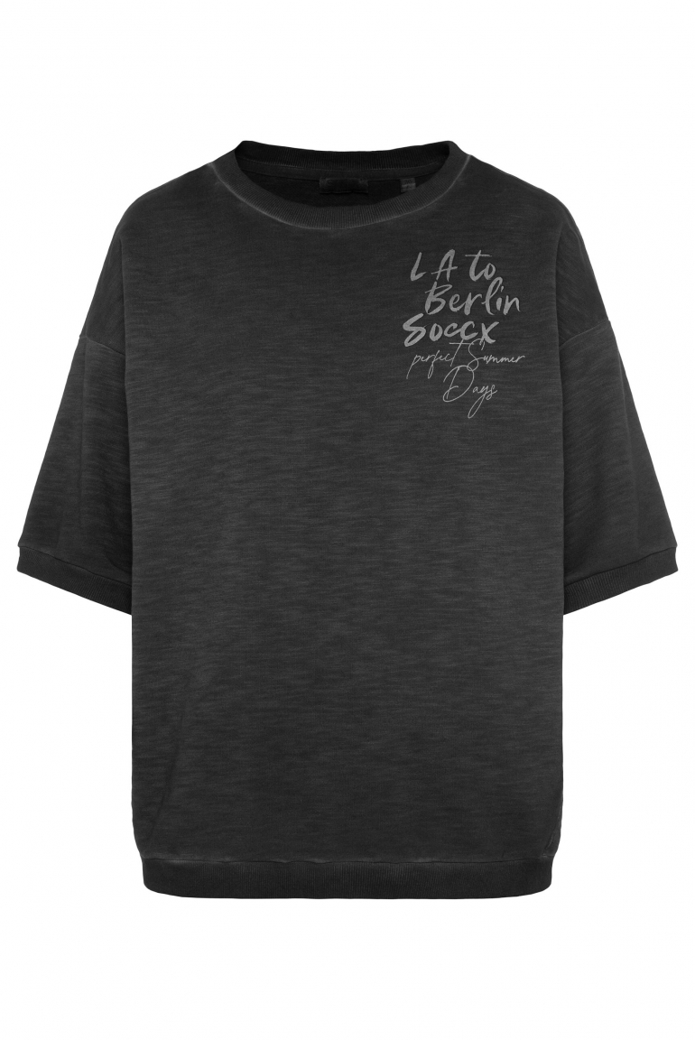 Kurzarm-Sweatshirt mit Label Print black