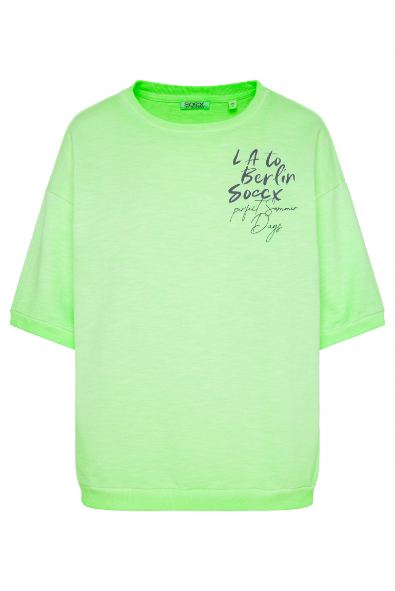 Kurzarm-Sweatshirt mit Label Print neon green