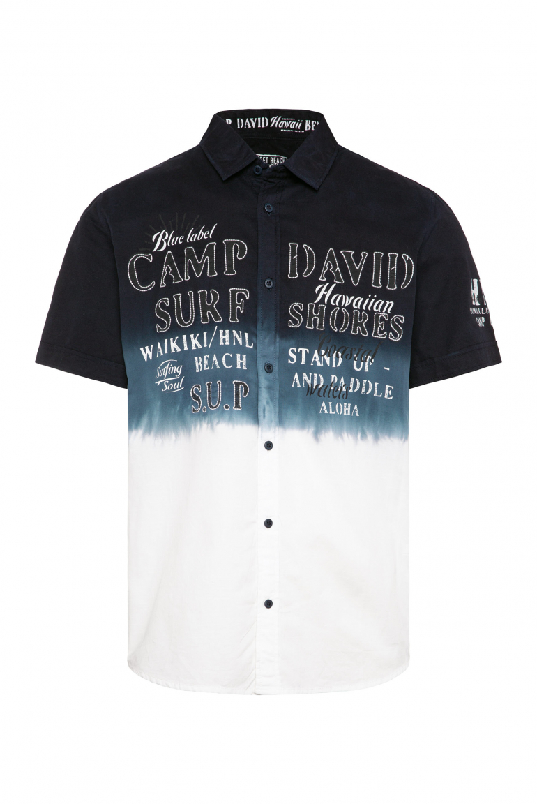 Kurzarmhemd Dip Dye mit Artworks blue navy