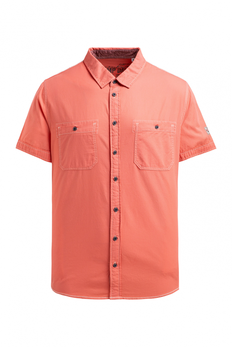 Kurzarmhemd mit diagonaler Dobby-Struktur wild salmon