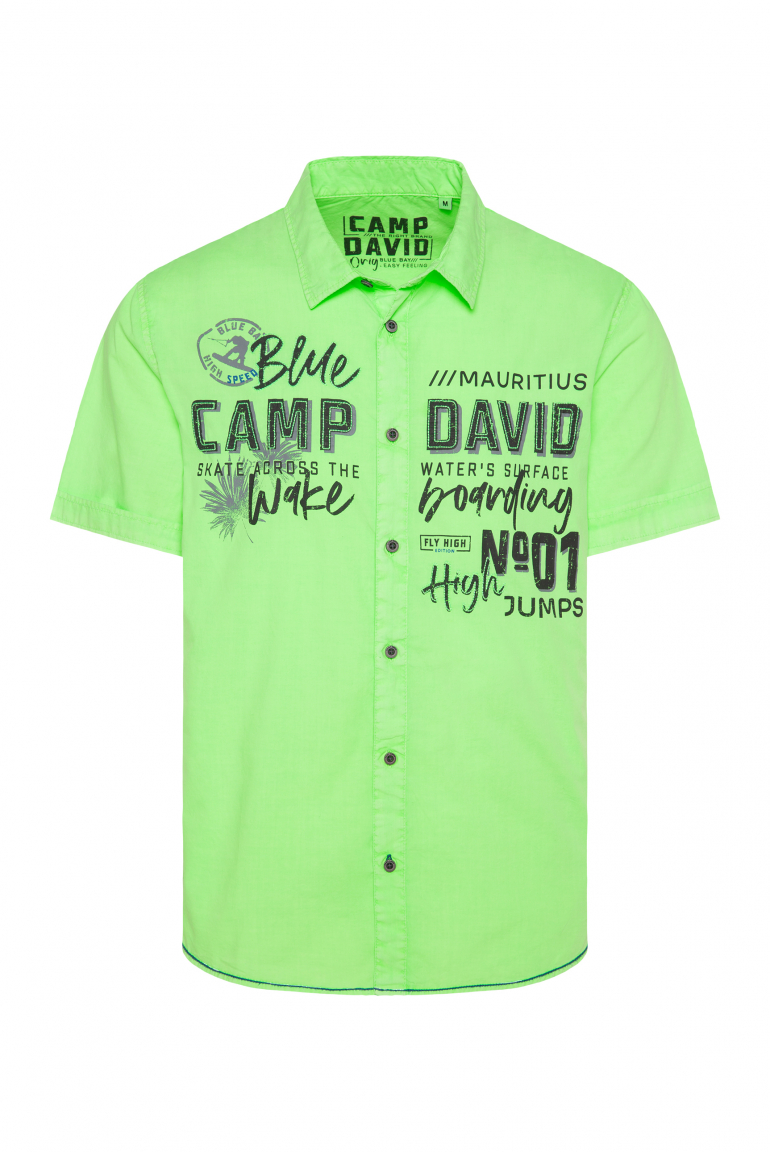Kurzarmhemd mit Label Prints neon green