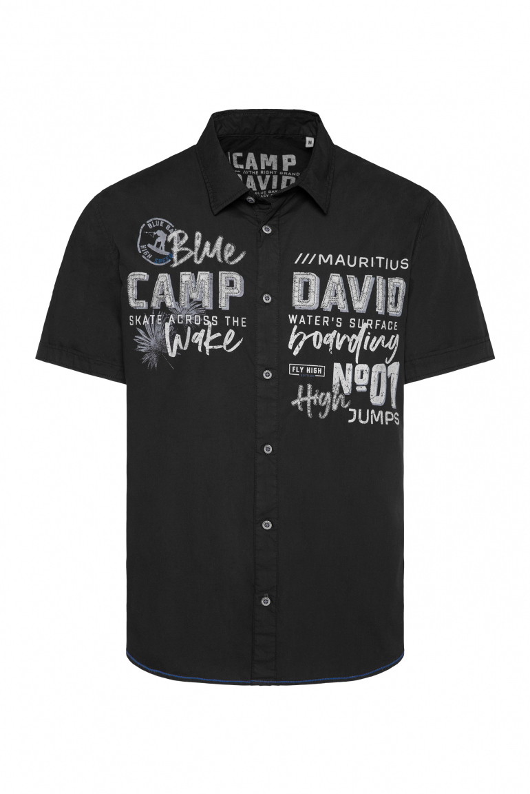 Kurzarmhemd mit Label Prints black