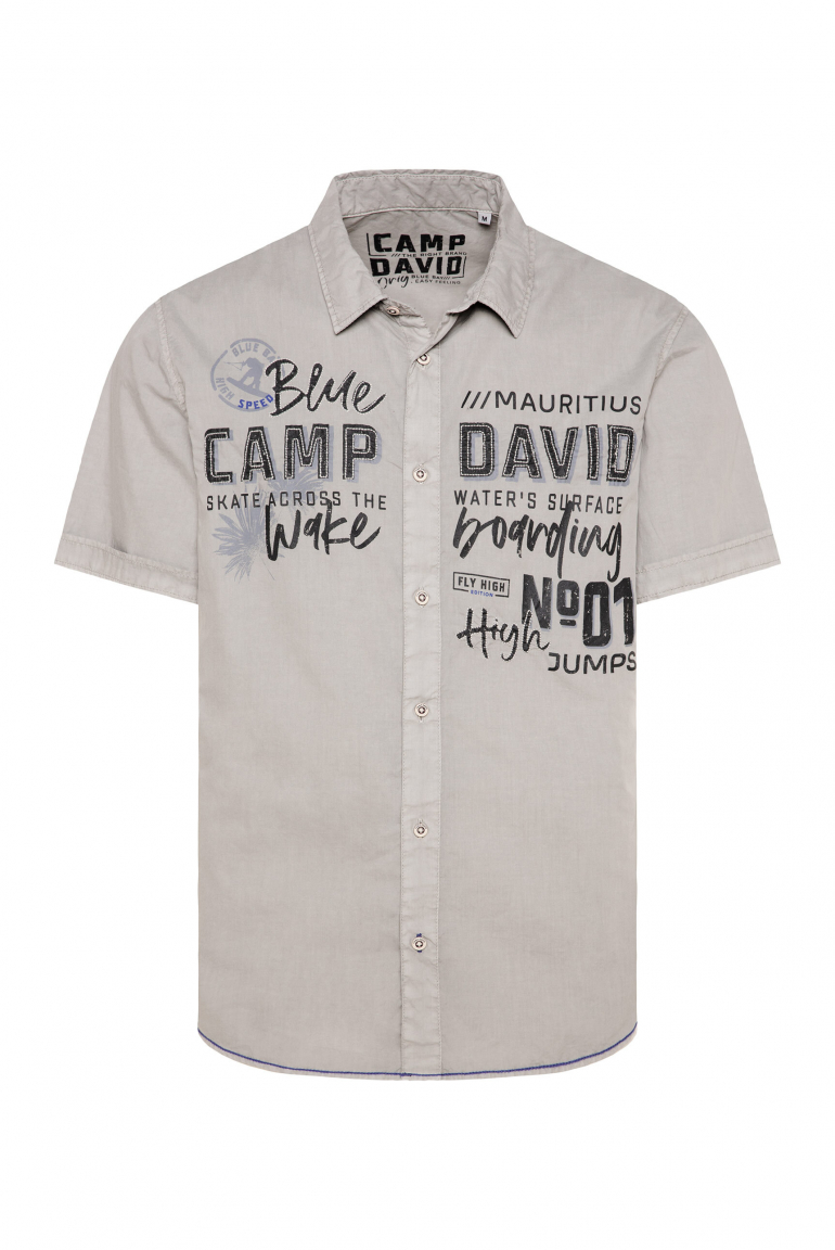 Kurzarmhemd mit Label Prints shadow
