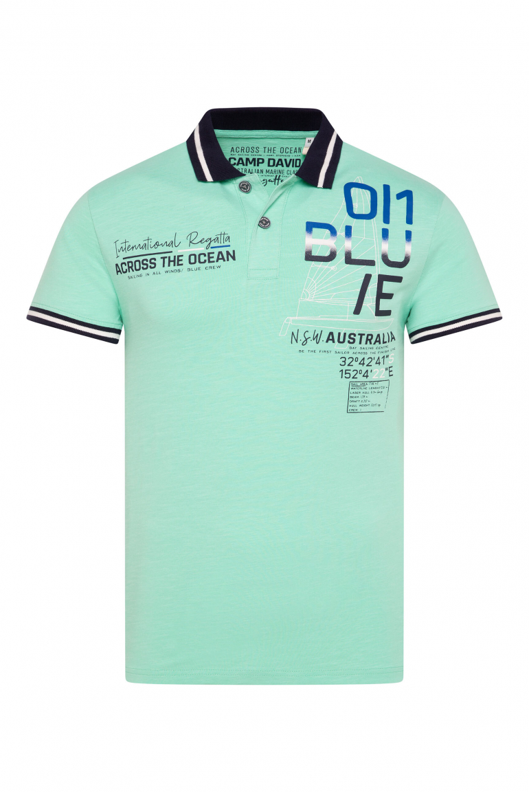 Kurzarmpolo mit Sailing Print mint leaf