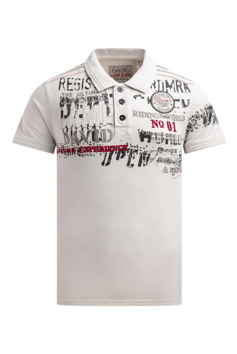 Kurzarmpolo mit Tapes und Logo-Applikationen ash