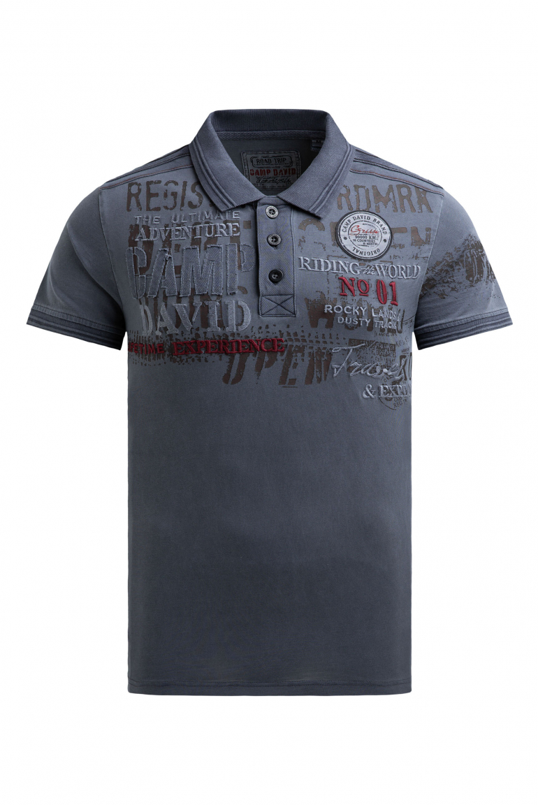 Kurzarmpolo mit Tapes und Logo-Applikationen blue shades
