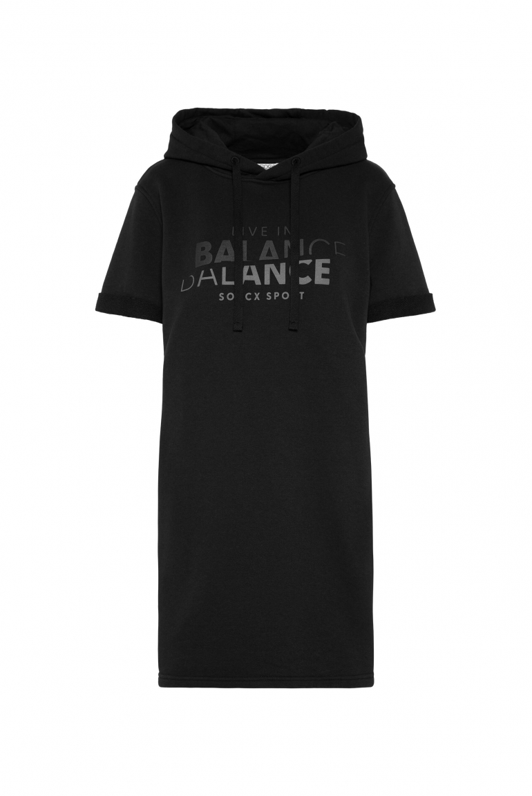 Kurzes Hoodie-Kleid mit Logo Prints black