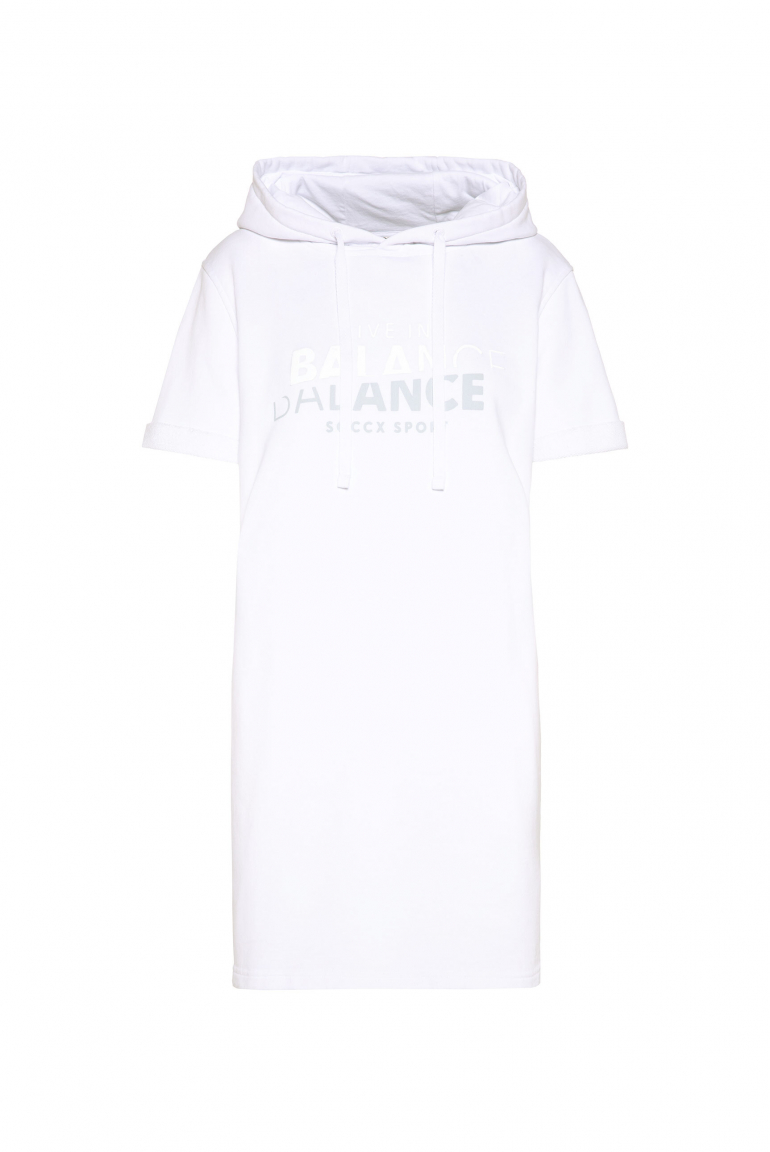 Kurzes Hoodie-Kleid mit Logo Prints opticwhite