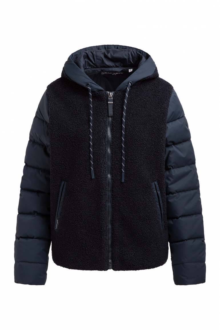 Kurzjacke im Materialmix mit Kapuze blue navy