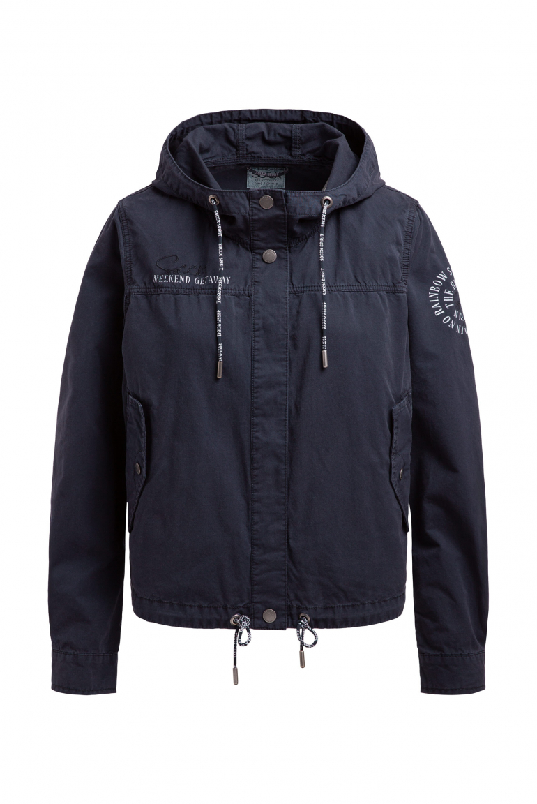 Kurzjacke mit Kapuze und Kordelzug im Saum blue navy