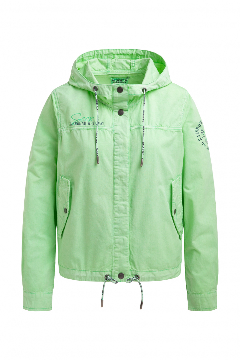Kurzjacke mit Kapuze und Kordelzug im Saum milky green