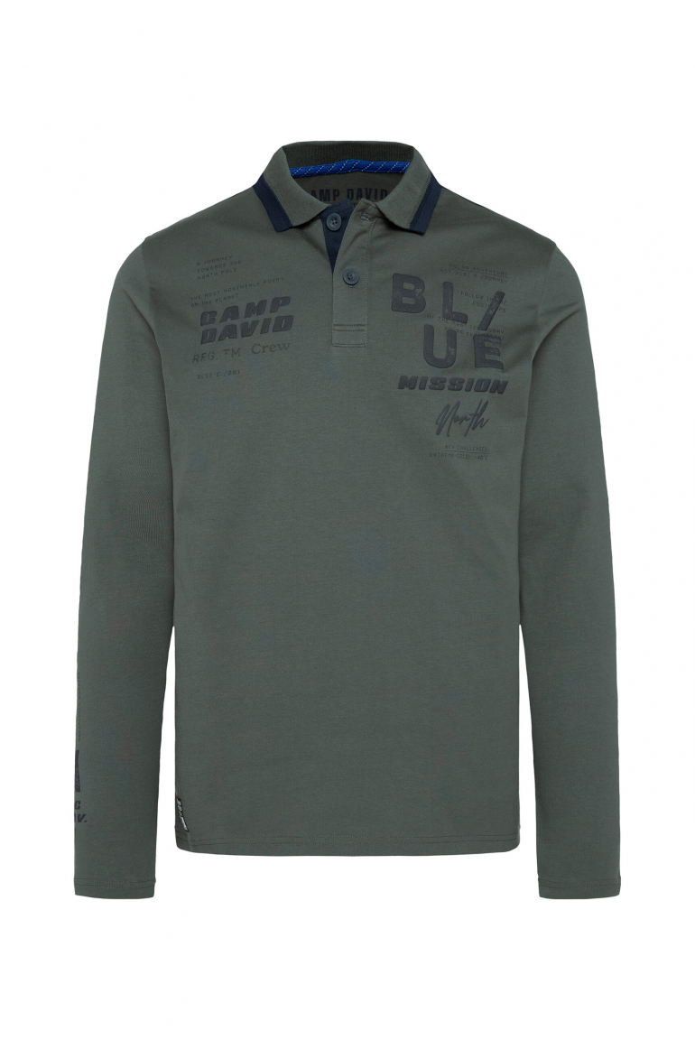 Langärmliges Poloshirt mit Puffprints dark forest