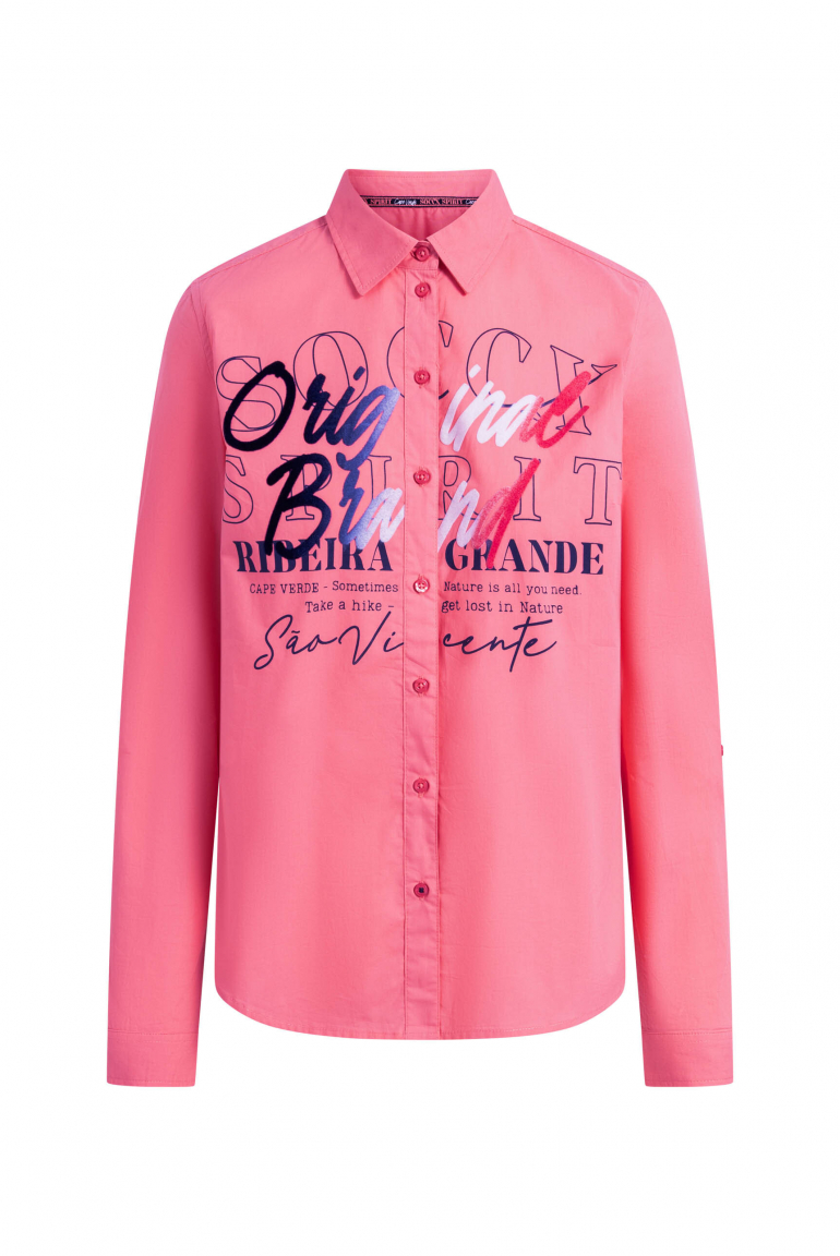 Langarmbluse mit Gradient Flockprint apricot sunset